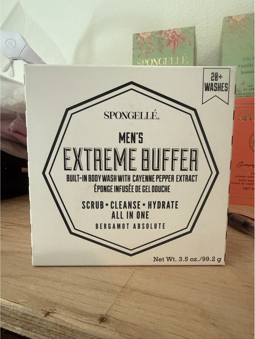 Spongelle Men's Bergamot Absolute Extreme Bath Shower Buffer 3.5oz 28+ Washes